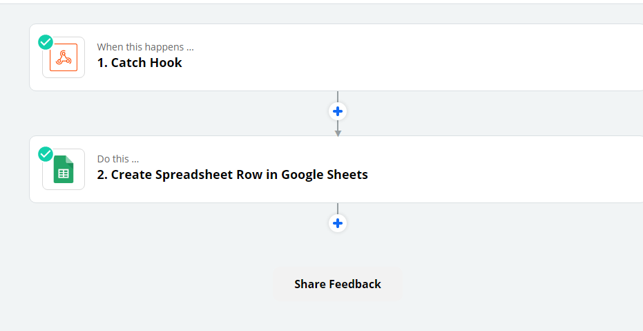 Etapa de automação do Zapier: Catch Hook usado para receber dados do formulário do site e acionar processos de backend.