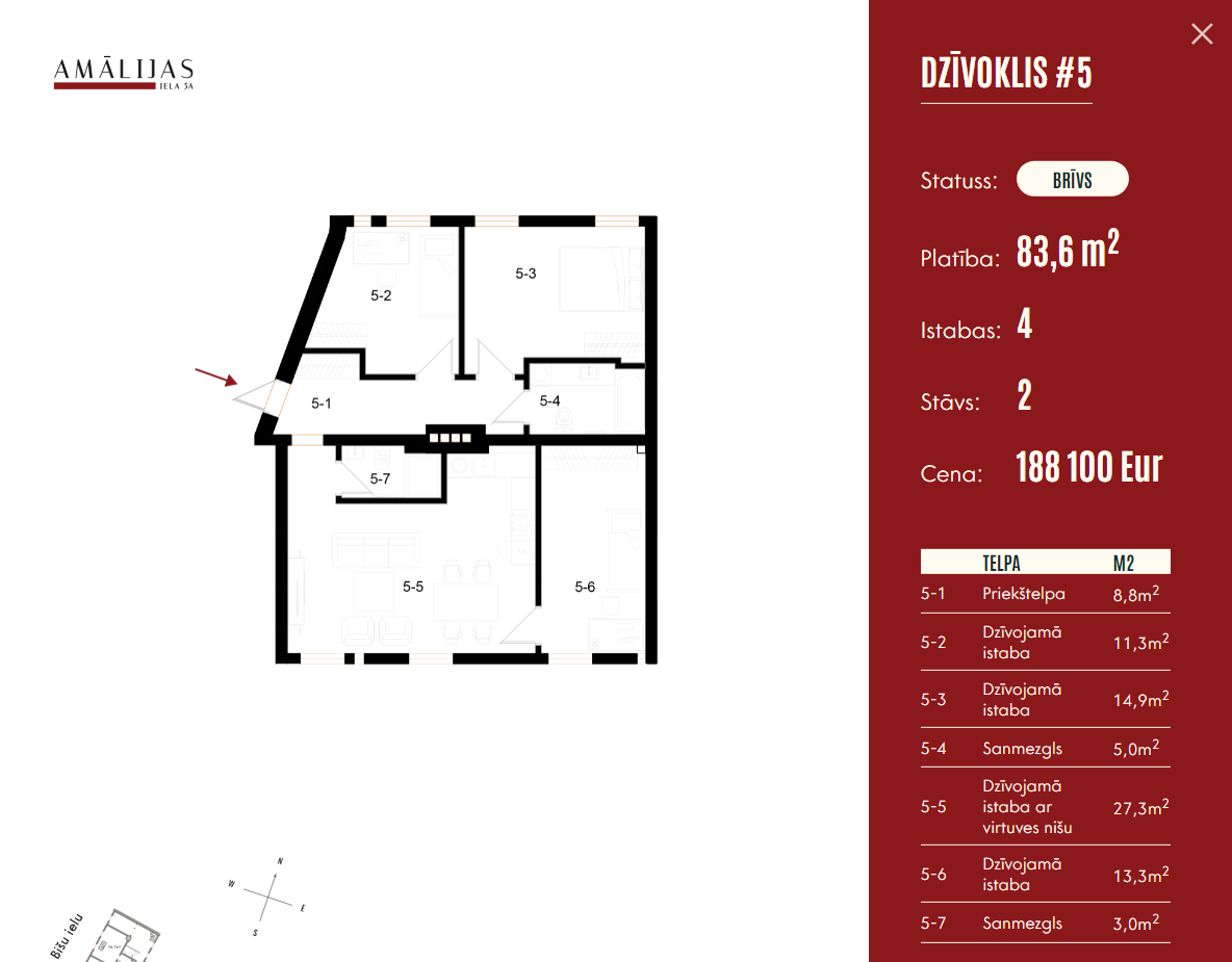 Vista modal de apartamento individual com detalhamento do layout, área por cômodo e informações completas de preço/disponibilidade.